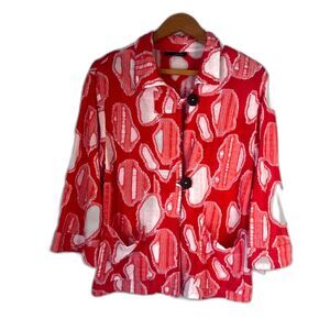 Kaktus Distressed Abstract Artsy Button Front Cardigan Top Size Medium